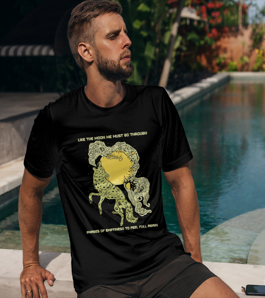 Like The Moon We Must Go Through Phases Of Emptiness To Feel Full Again Moon Phases Yellow Watercolor T-Shirt
