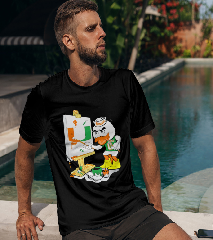 Miami Hurricanes Sebastian Mascot Painting Iconic U T-Shirt