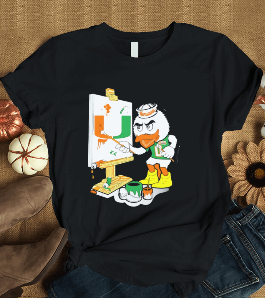 Miami Hurricanes Sebastian Mascot Painting Iconic U T-Shirt