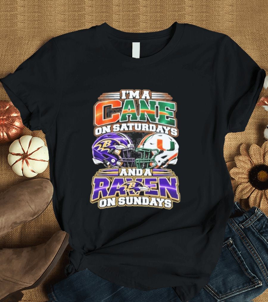 I'm A Cane On Saturdays And A Raven On Sundays Football Helmets T-Shirt