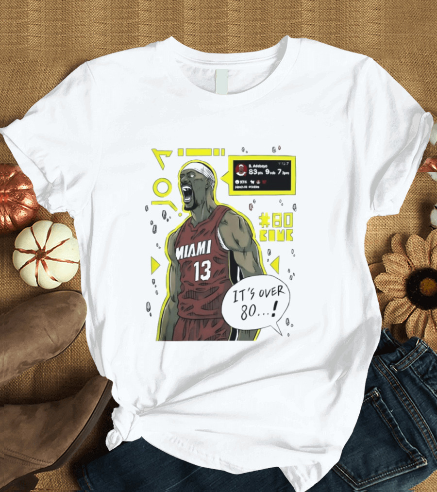 Bam Adebayo Miami Heat 80 Points Record Manga NBA 2026 T-Shirt