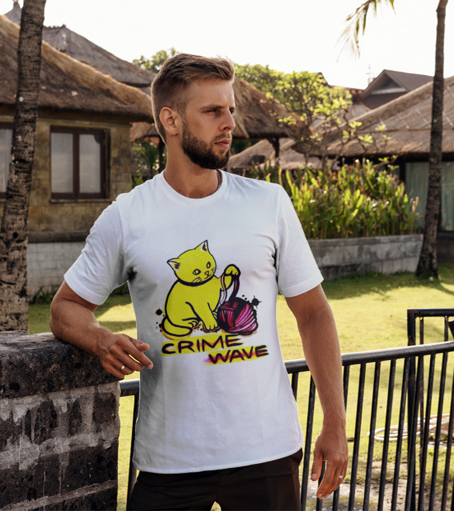Crime Wave Cat Playing With Yarn T-Shirt