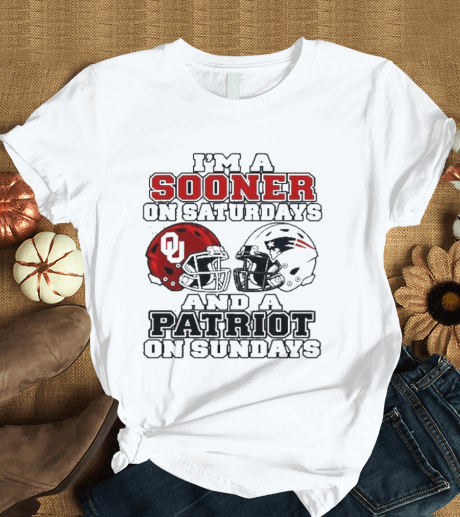 I'm A Sooner On Saturdays And A Patriot On Sundays Football Helmets T-Shirt