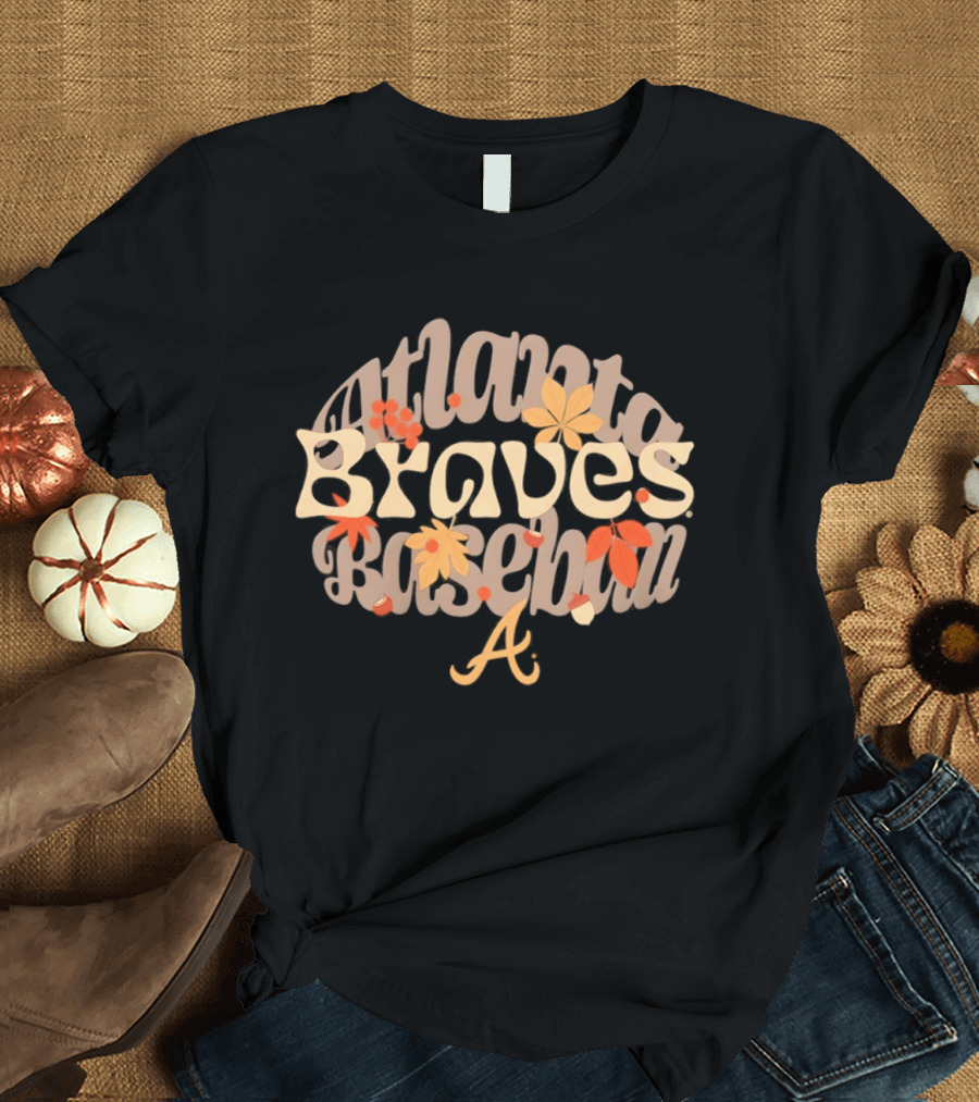Atlanta Braves Baseball Fall Leaves Halloween Season 2026 T-Shirt