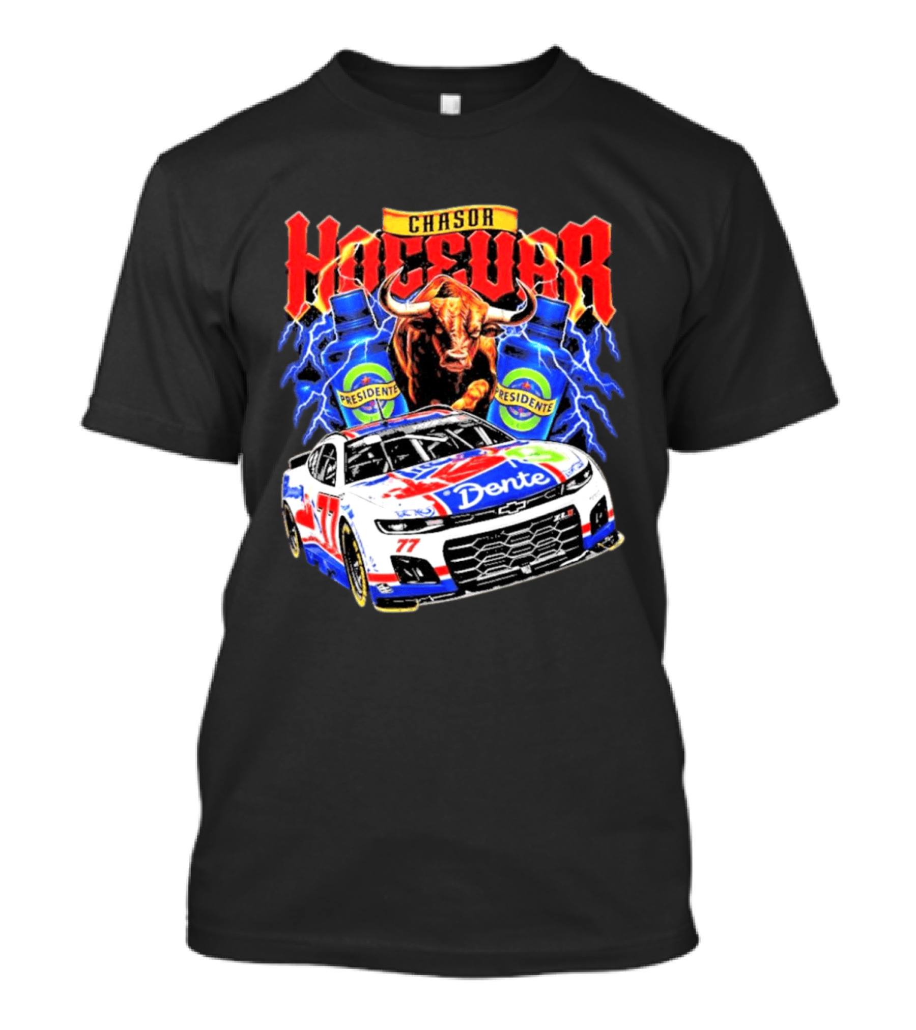 Chase Hocevar No. 77 Dente Presidente Bull NASCAR Spire Motorsports 2026 Racing T-Shirt