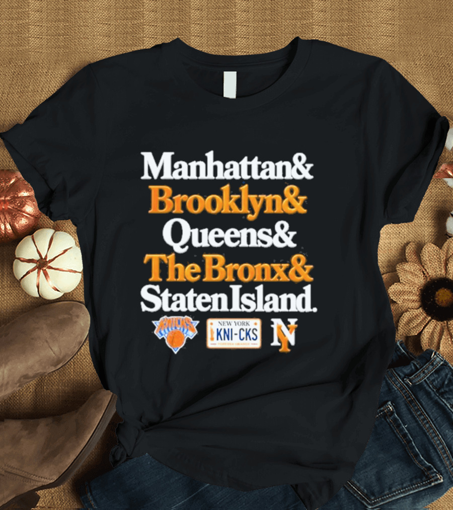 NYC Manhattan Brooklyn Queens Bronx Staten Island Knicks License Plate NY T-Shirt