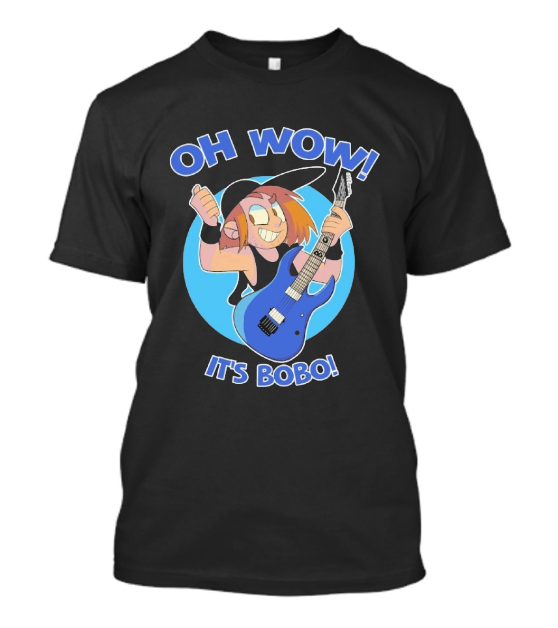 Oh Wow It's Bobo Alestorm Cartoon Character With Electric Guitar T-Shirt