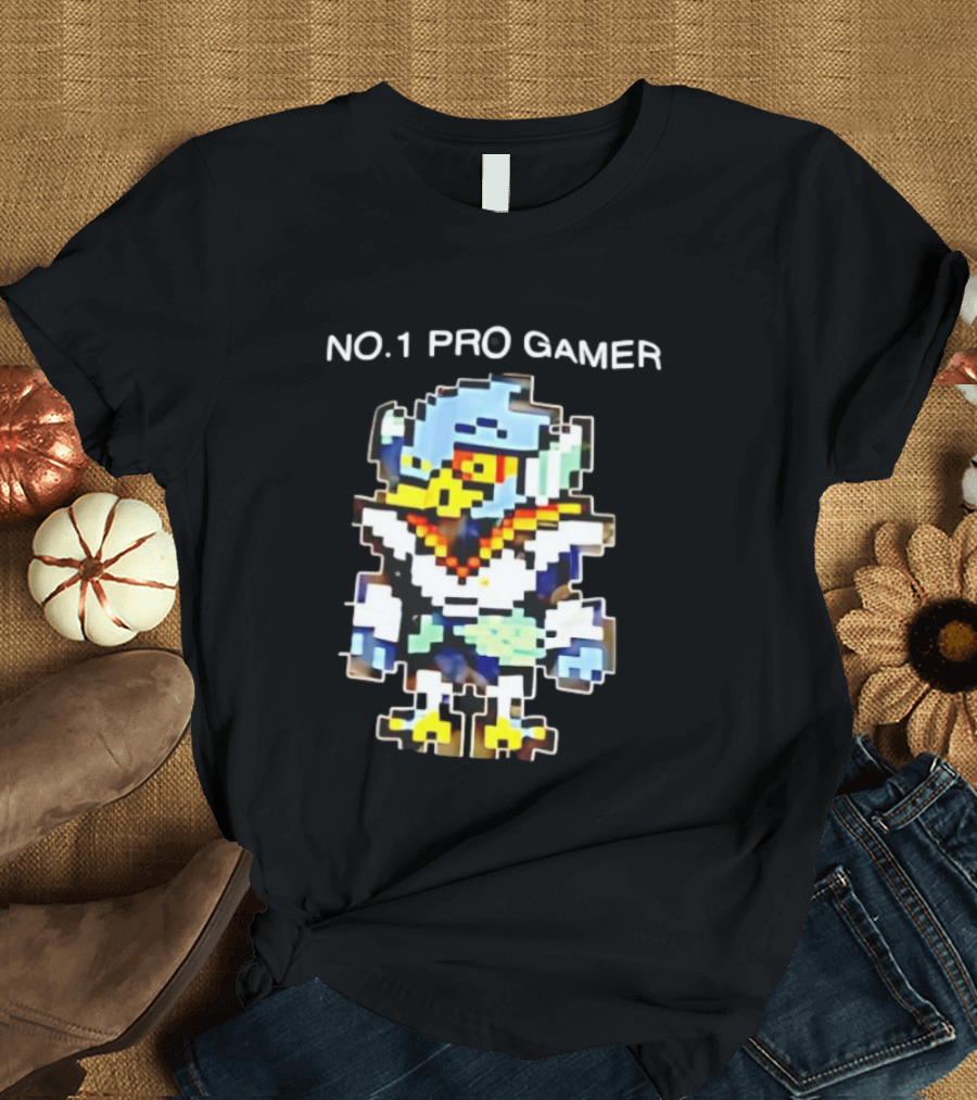 NO.1 PRO GAMER Pixelated Berdly Character Retro Game Style T-Shirt