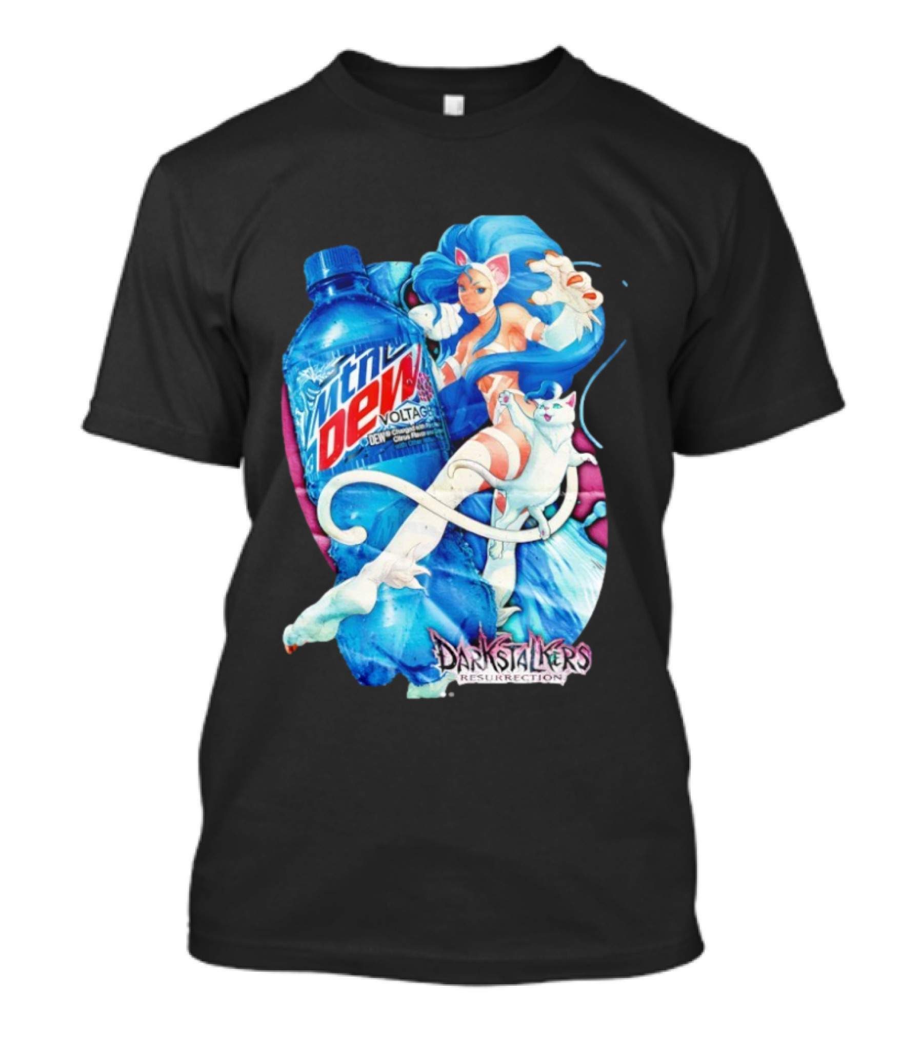 Darkstalkers Resurrection Felicia Mtn Dew Voltage Collaboration T-Shirt