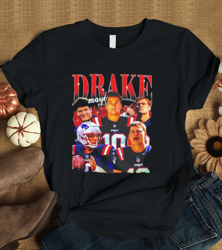 Drake Maye Patriots Vintage 90s Quarterback NFL Football T-Shirt