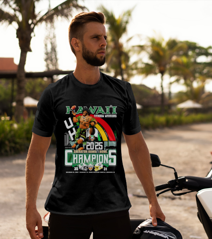Hawaii Rainbow Warriors 2025 Sheraton Hawai’i Bowl Champions Football Ichts T-Shirt