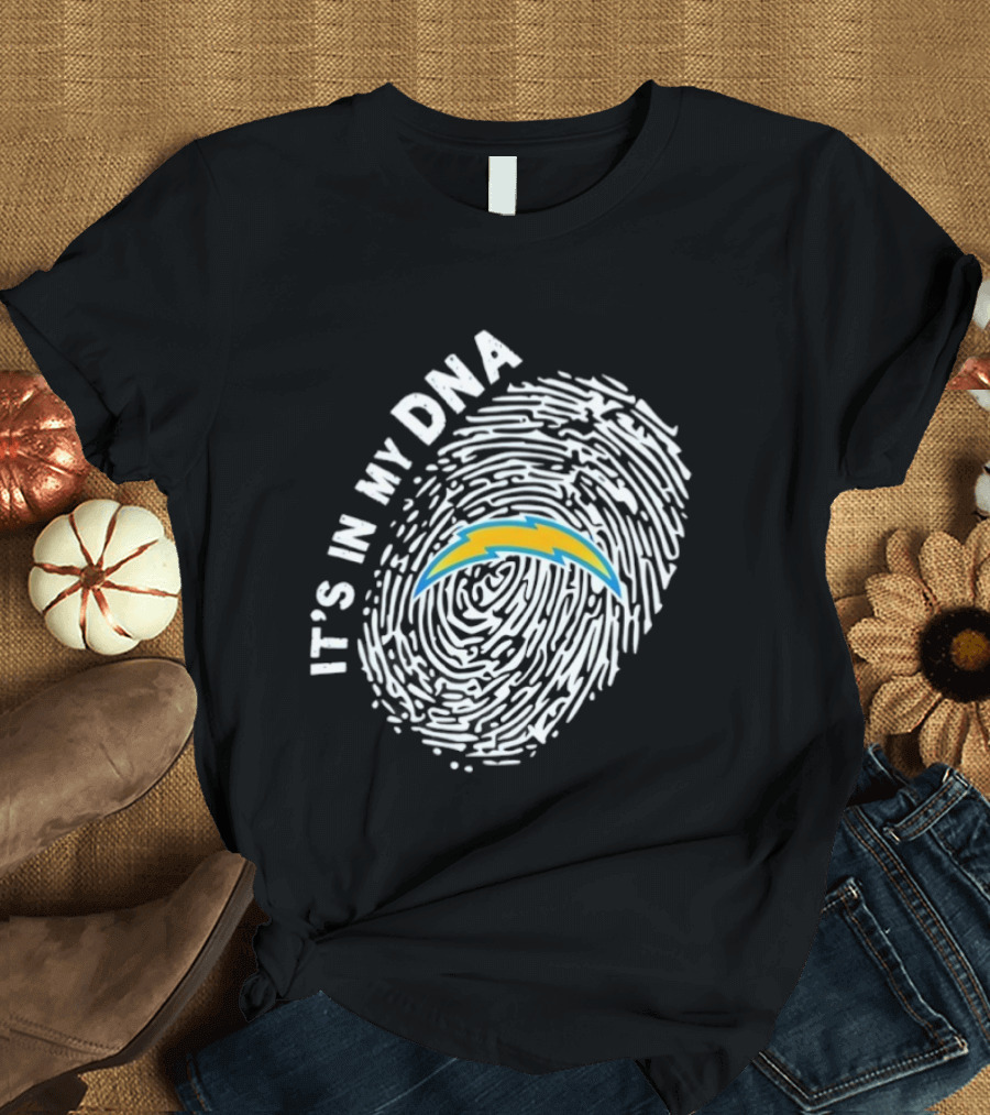 Los Angeles Chargers It's In My DNA Fingerprint Bolt T-Shirt