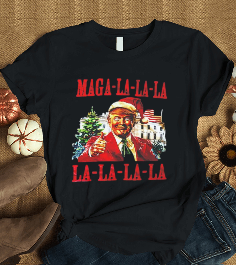 MAGA La La La Donald Trump Christmas Santa Hat Thumbs Up T-Shirt