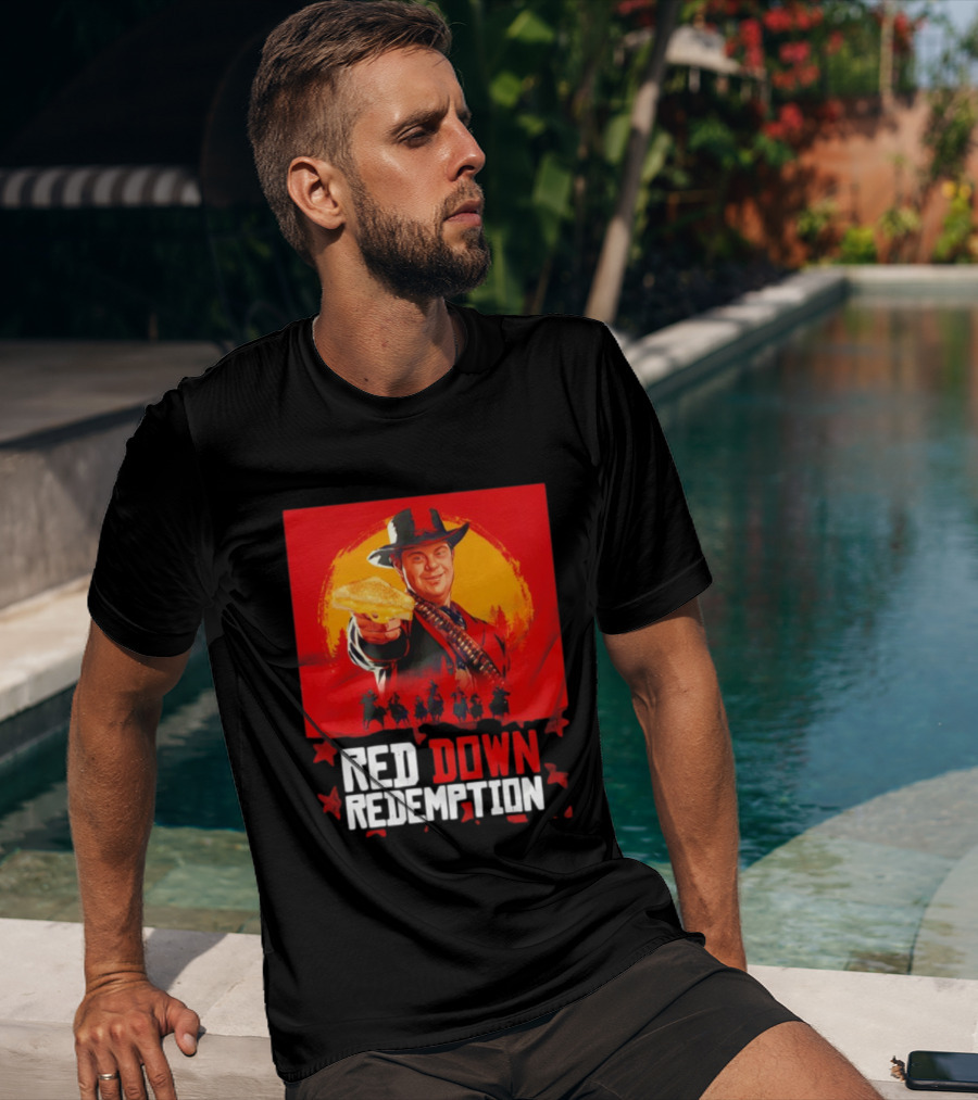 Red Down Redemption Cowboy Parody Toast Fun Graphic T-Shirt