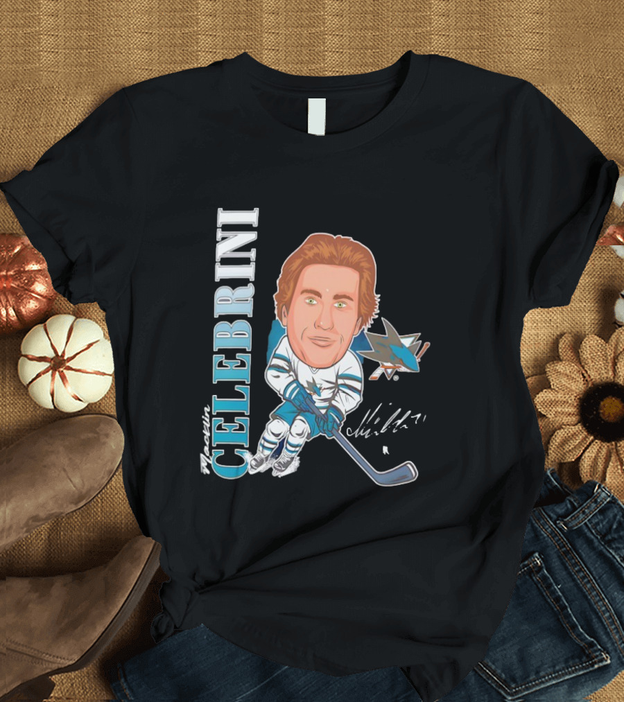 San Jose Sharks Macklin Celebrini #71 Big Head Signature Fanatics T-Shirt