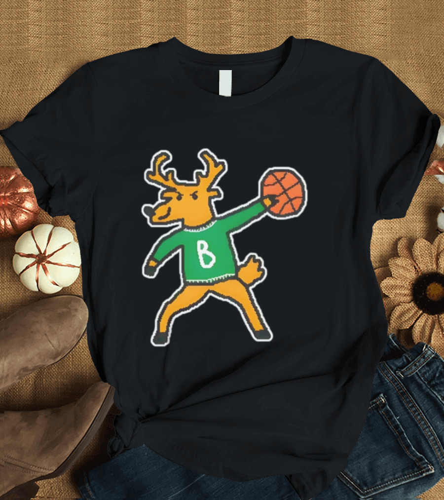 Milwaukee Bucks Vintage Mascot Deer With Basketball B Jersey T-Shirt