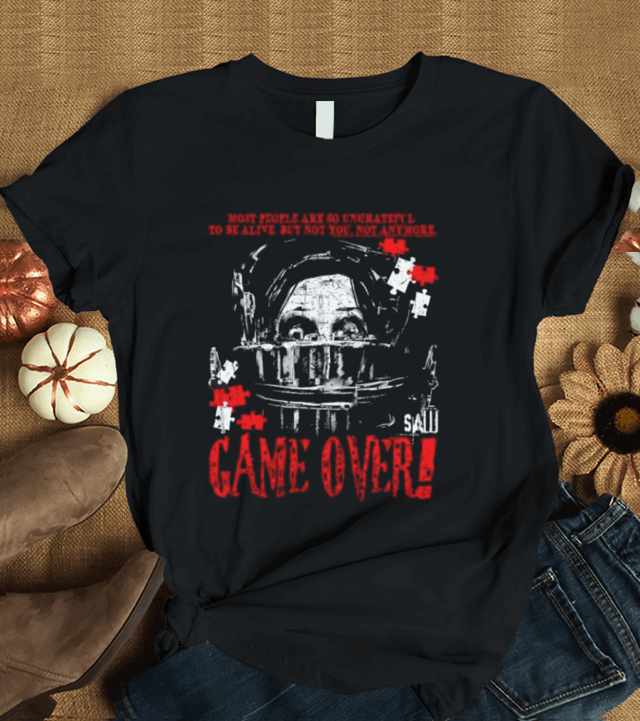 Saw Game Over Keep Calm And Survive Head Trap Horror Movie T-Shirt