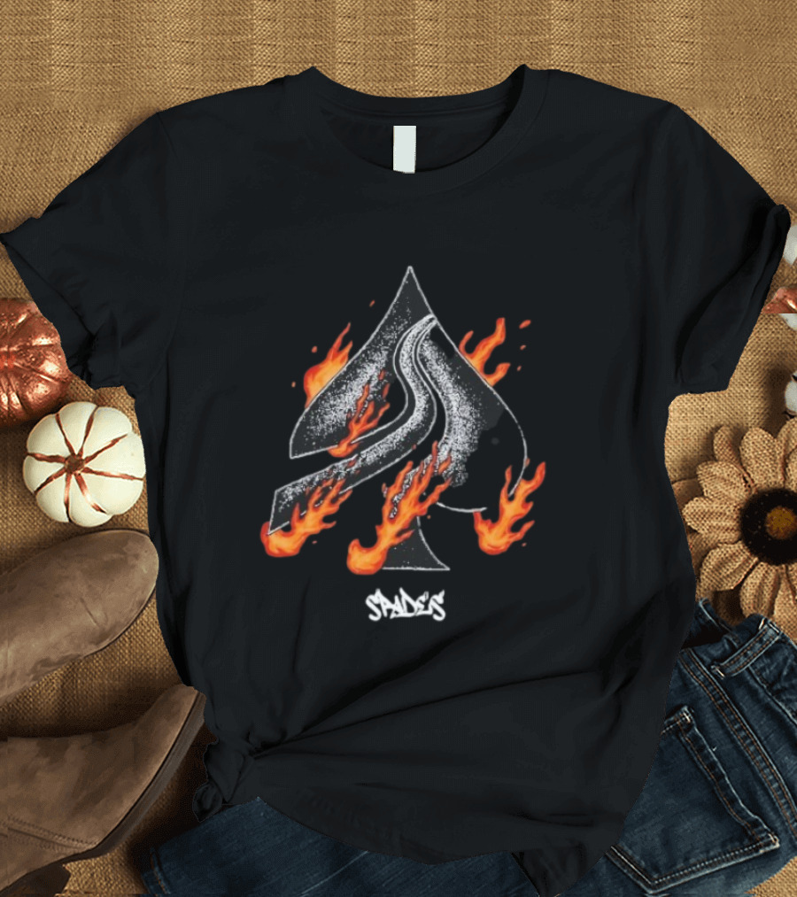 Ace Of Spades Flame Graphic With Fire Elements T-Shirt