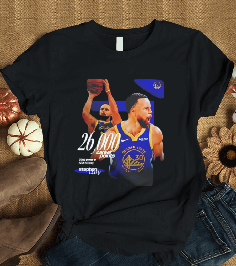 Stephen Curry Golden State Warriors 26000 Career Points 22nd NBA Player T-Shirt