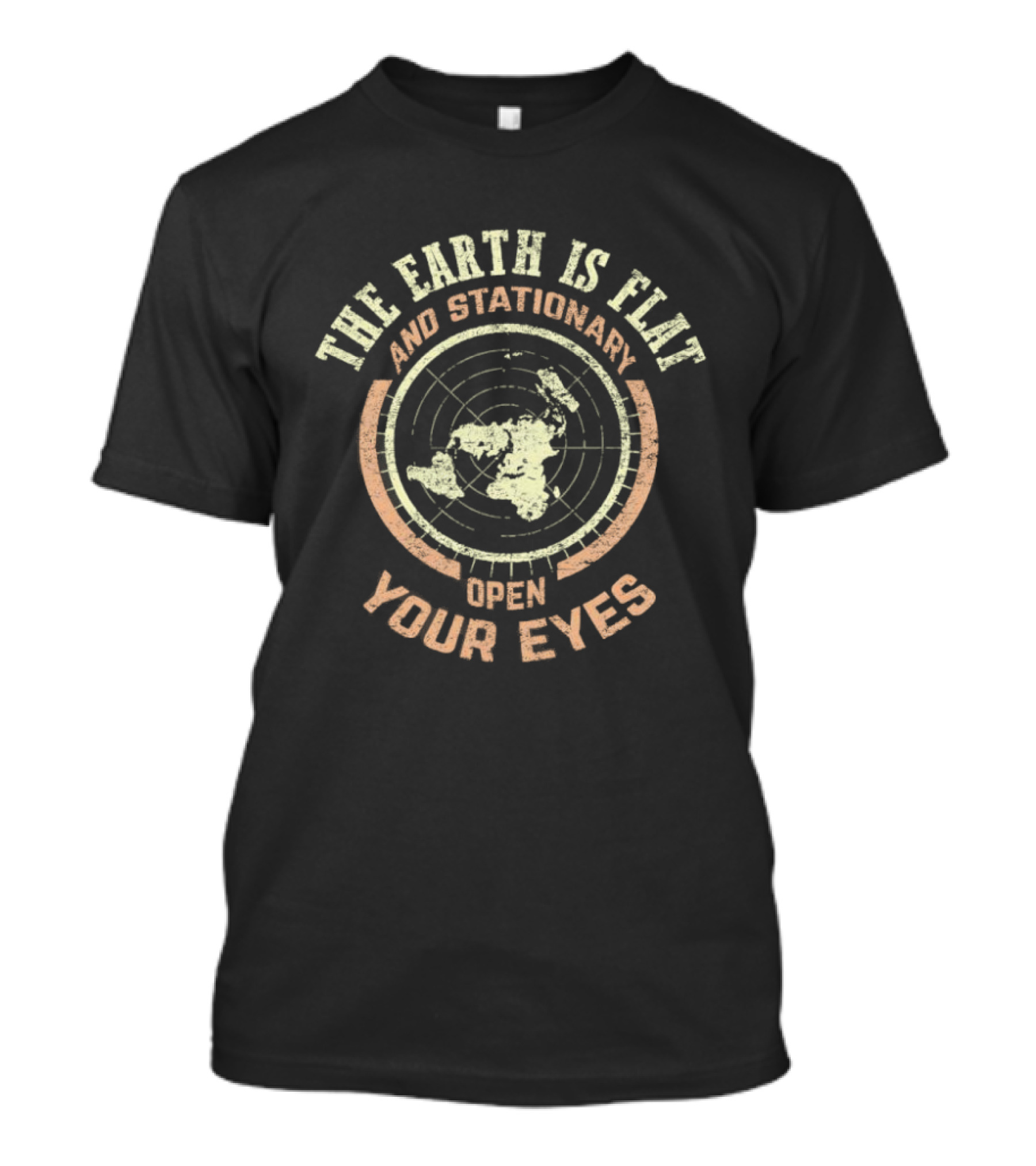 The Earth Is Flat And Stationary Open Your Eyes Flat Earth Map T-Shirt