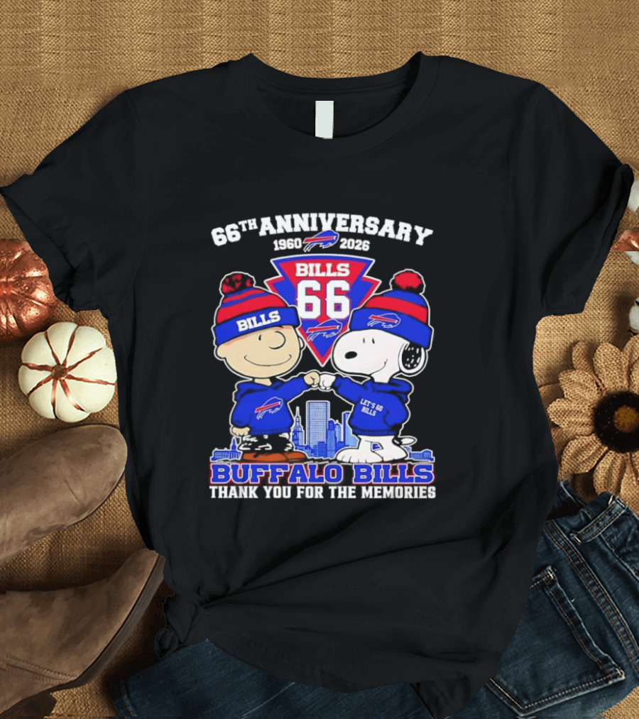 Peanuts Buffalo Bills 66th Anniversary 1950-2023 Thank You For The Memories T-Shirt
