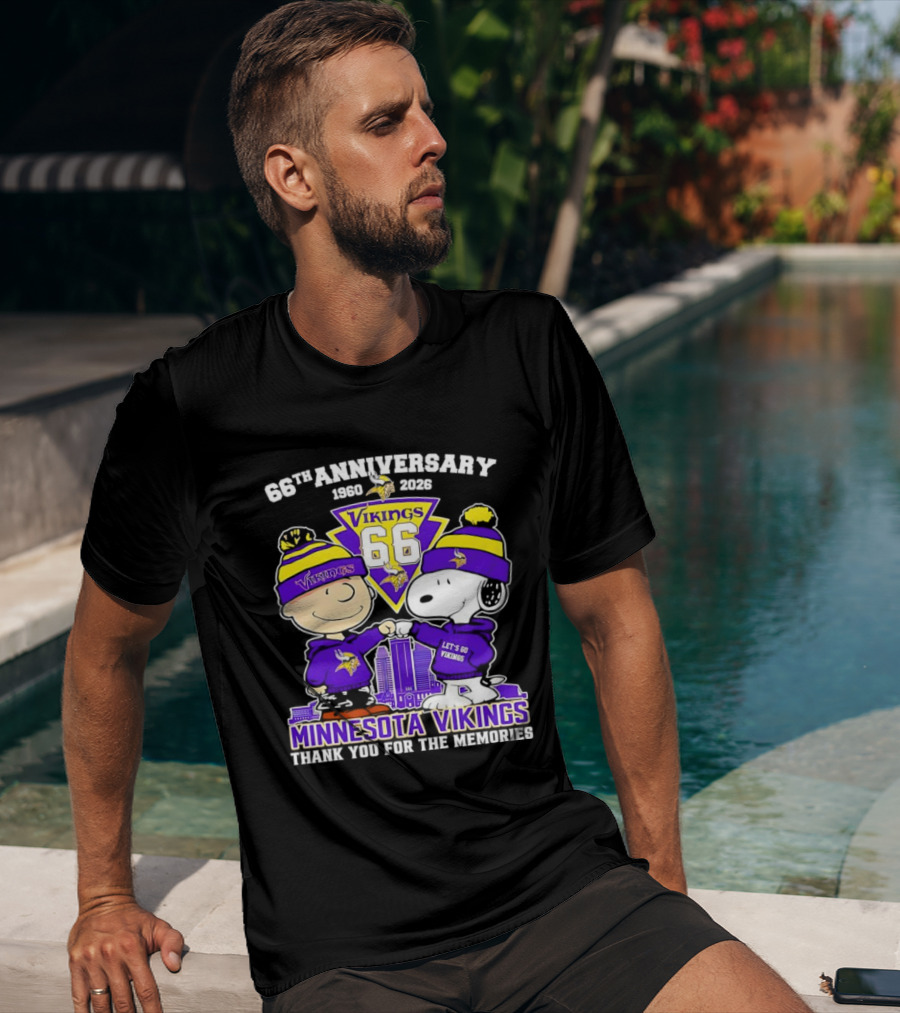 Peanuts Minnesota Vikings 66th Anniversary 1961-2023 Thank You For The Memories T-Shirt