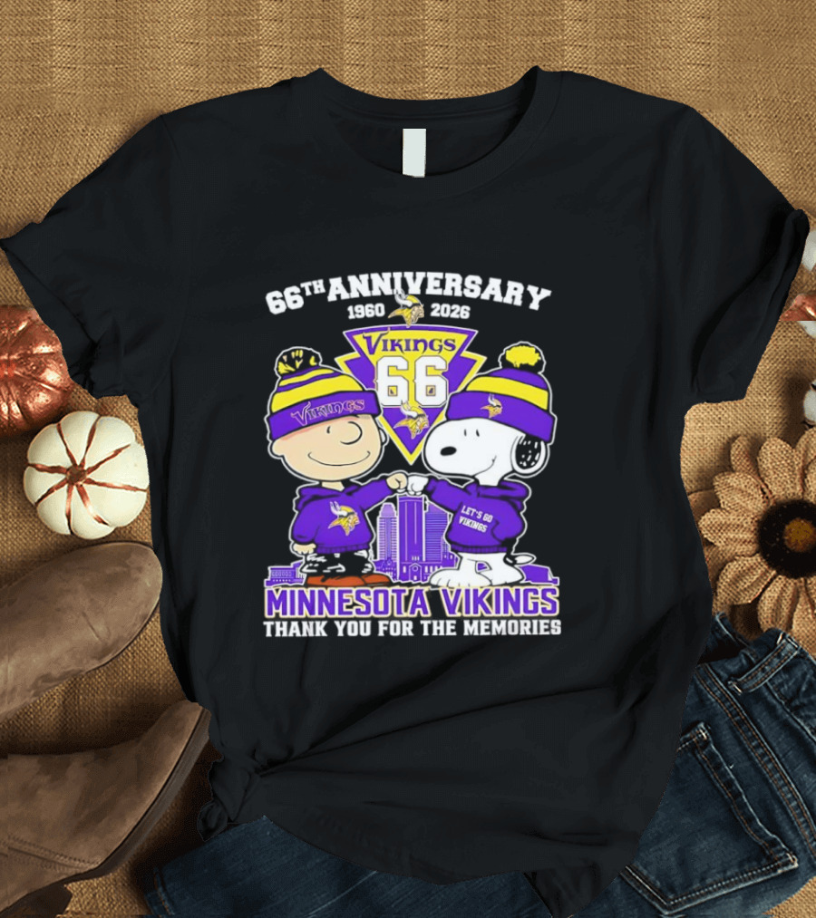Peanuts Minnesota Vikings 66th Anniversary 1961-2023 Thank You For The Memories T-Shirt