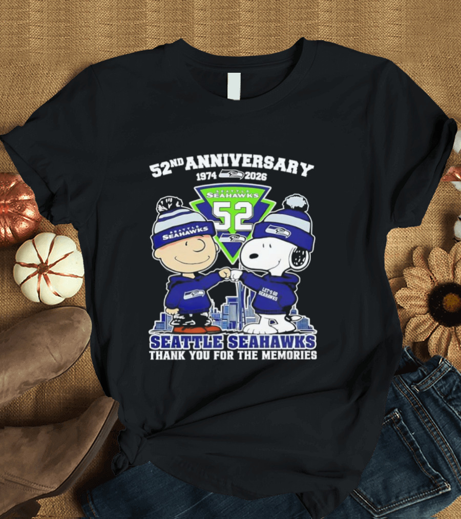 52nd Anniversary Peanuts Celebration Seattle Seahawks Thank You For The Memories T-Shirt
