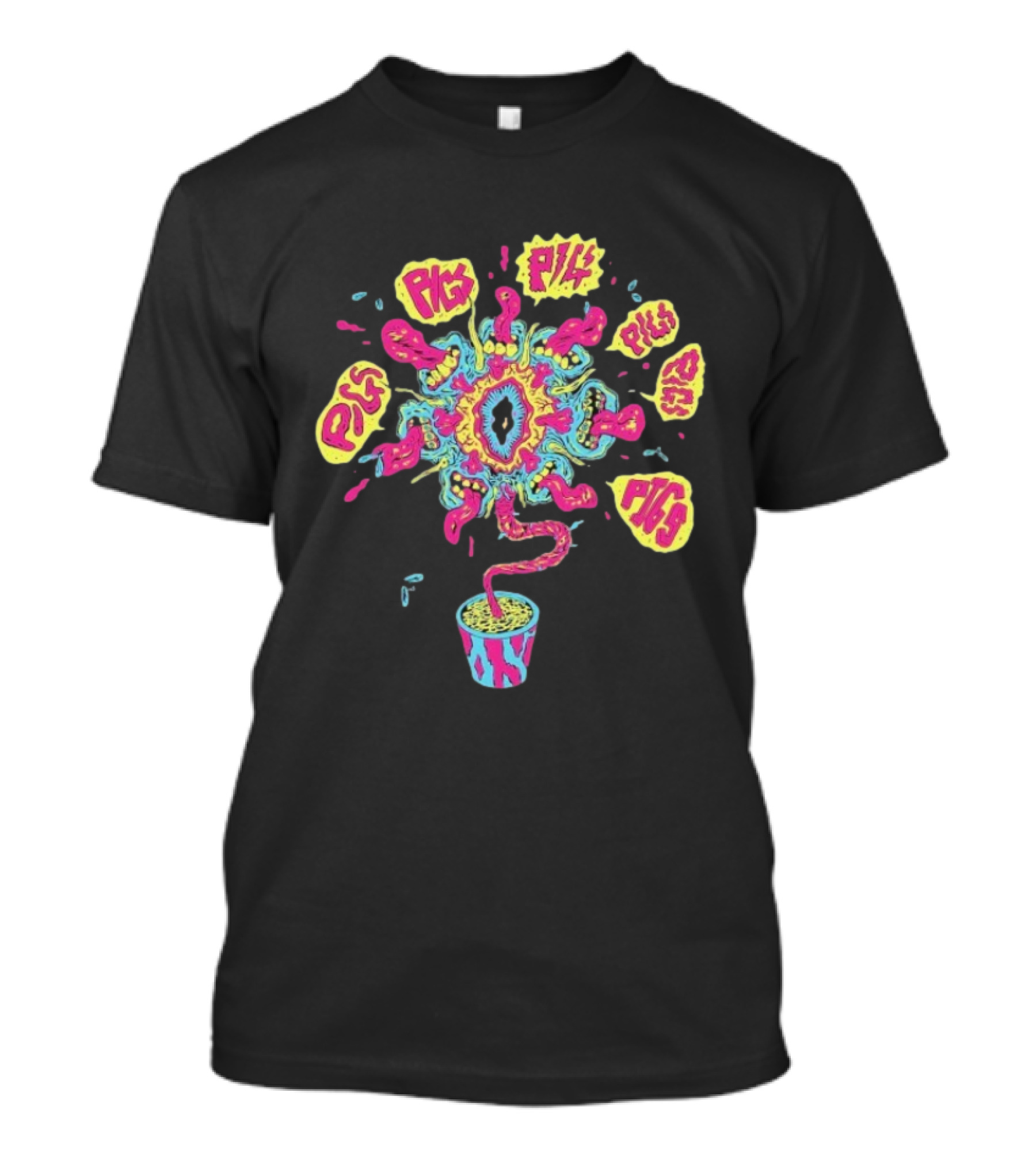 Pigs Pigs Pigs Pigs Pigs Pigs Pigs Casey’s Plantpot Vibrant Psychedelic Imagery T-Shirt
