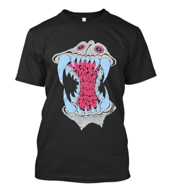 Pigsx7 Hippo Psychedelic Fang Mouth Design T-Shirt