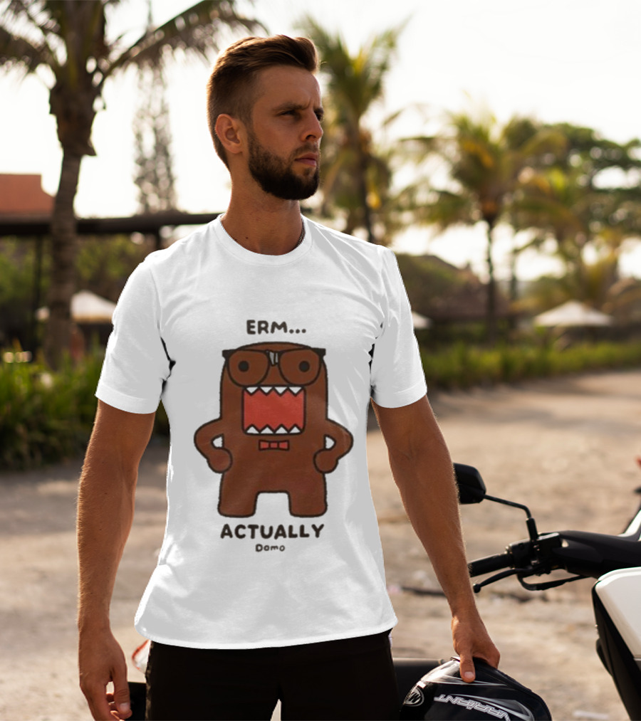 Domo Erm Actually Character With Glasses And Bow Tie T-Shirt