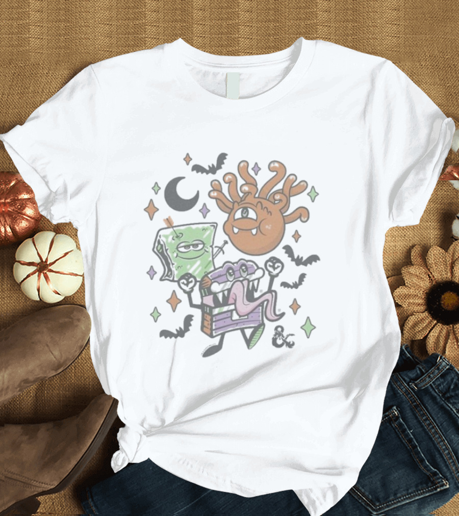 Dungeons & Dragons Halloween Monster Cuties With Beholder Mimic And Spellbook T-Shirt