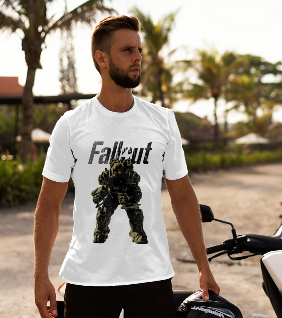 Fallout Power Armor Iconic Gaming Symbol Bold Apocalyptic Style T-Shirt