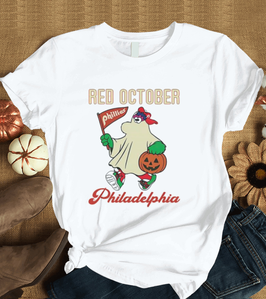 Red October Phillies Phanatic Ghost Halloween Pumpkin T-Shirt