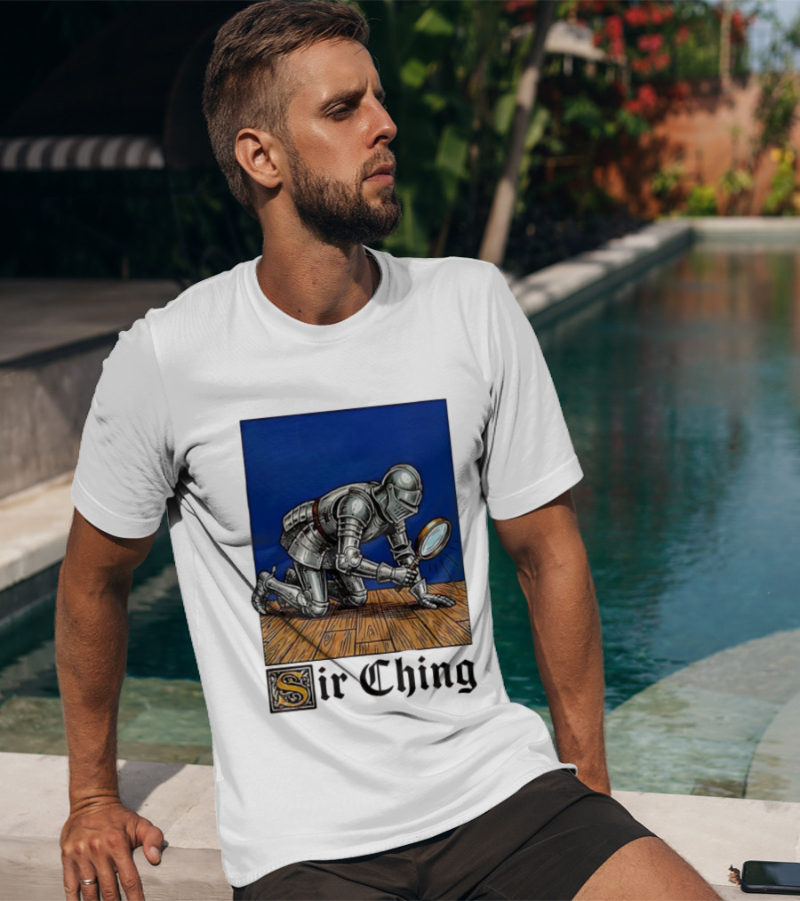 Sir Ching Knight Armor Magnifying Glass Search T-Shirt
