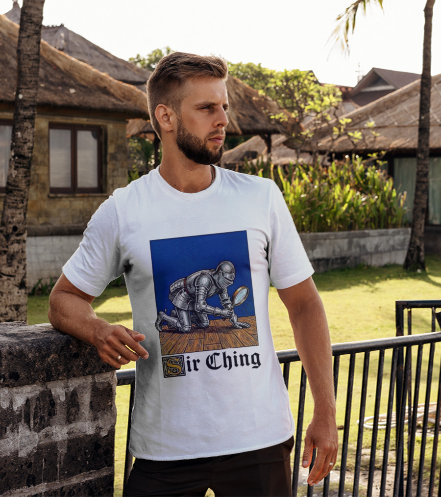 Sir Ching Knight Armor Magnifying Glass Search T-Shirt