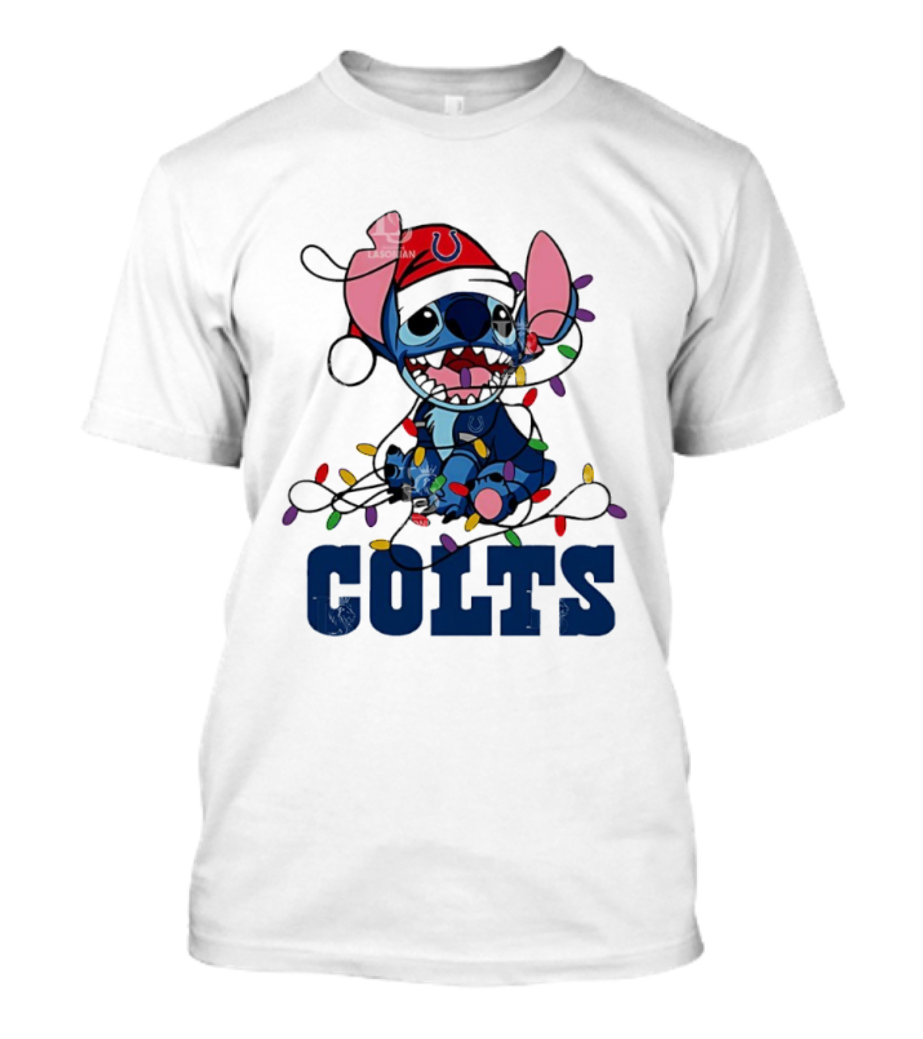 Indianapolis Colts Stitch Christmas Lights NFL Fan Art T-Shirt