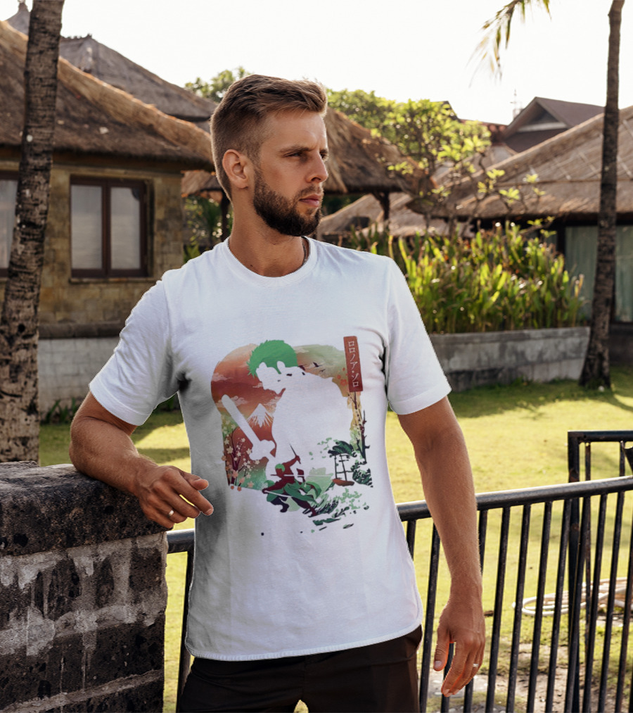 Roronoa Zoro One Piece Ukiyo-e Lunar New Year Silhouette Art Japanese Style T-Shirt