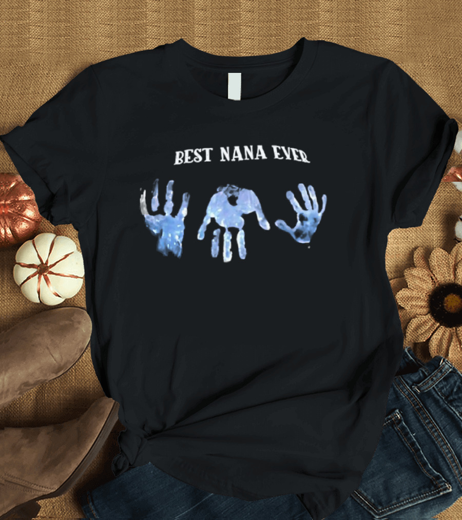 Best Nana Ever White Handprints T-Shirt
