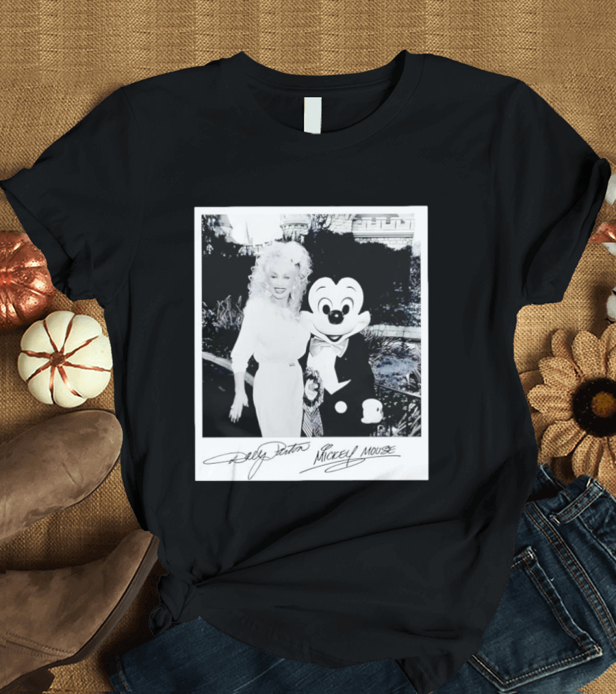 Dolly Parton Mickey Mouse Autograph Polaroid Disney Collaboration T-Shirt