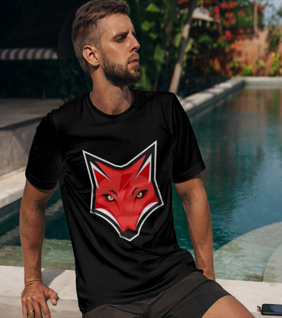 Electric Fox Lightning Emblem Red Fox Face T-Shirt