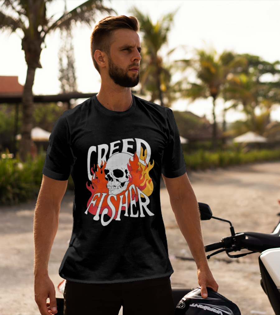 Creed Fisher Skull Flames Fire T-Shirt