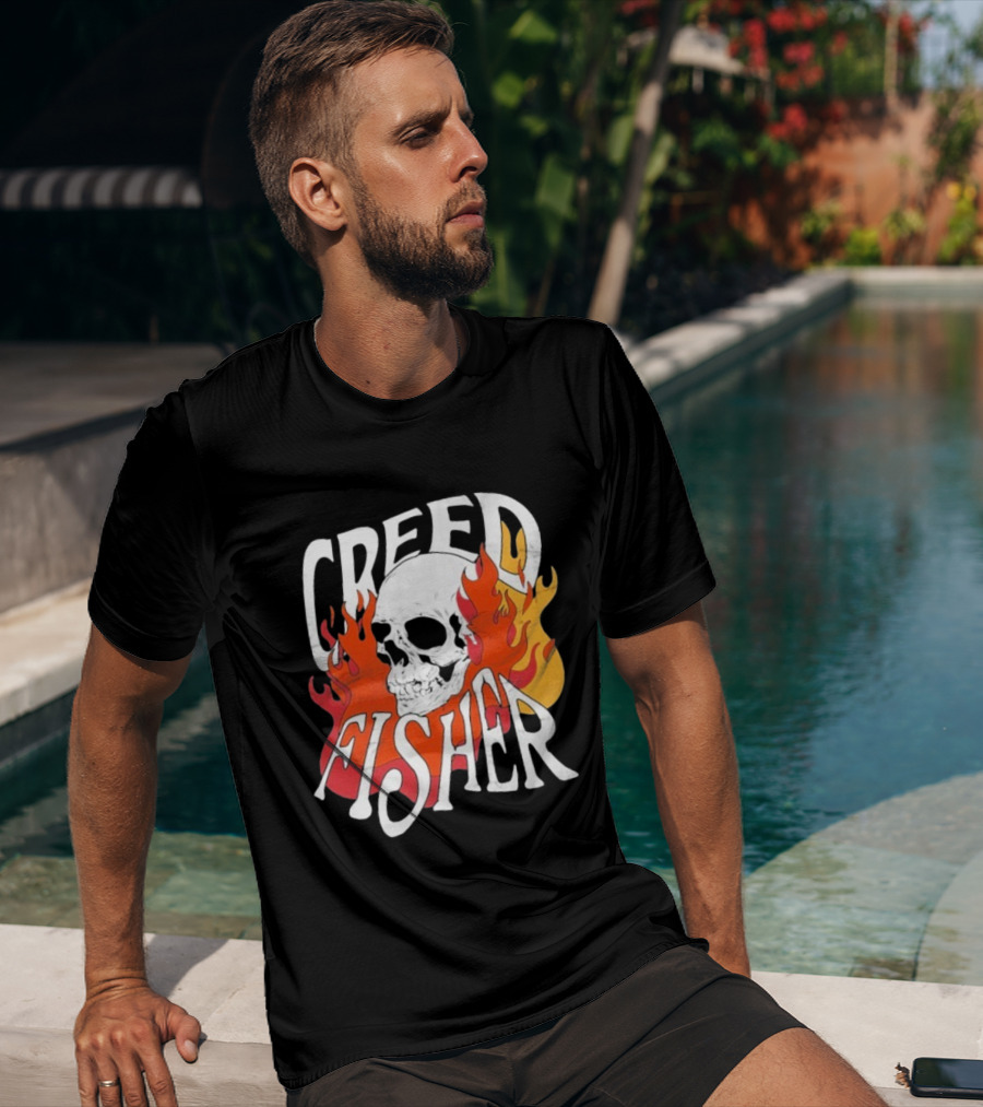 Creed Fisher Skull Flames Fire T-Shirt