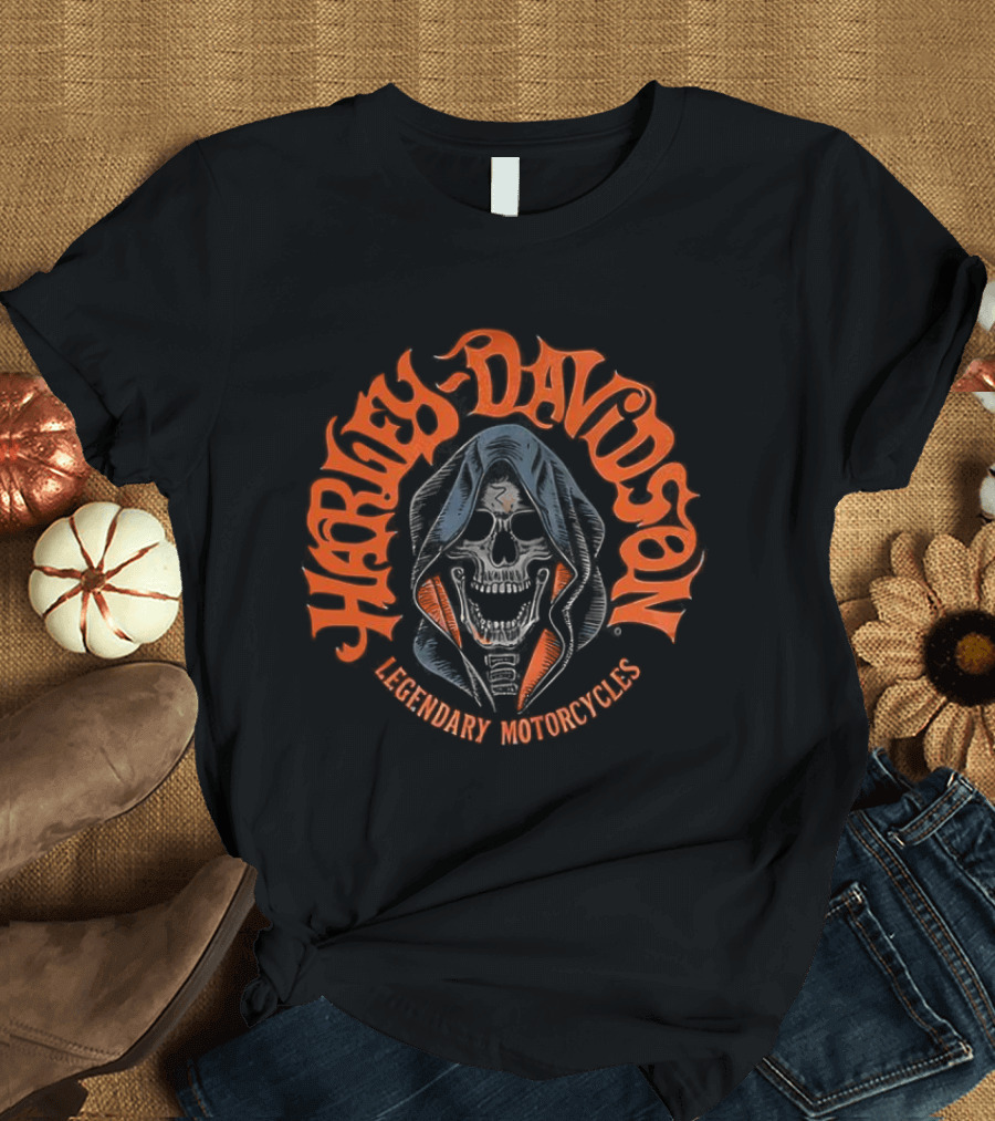 Harley Davidson Legendary Motorcycles Skull Iconic Biker Heritage T-Shirt
