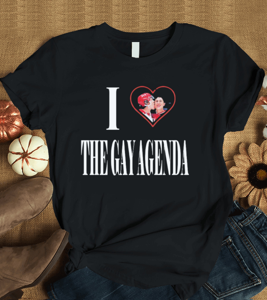 I Love The Gay Agenda Hockey Embrace T-Shirt