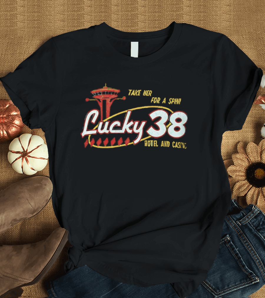 Lucky 38 Hotel And Casino Take Her For A Spin Tower T-Shirt
