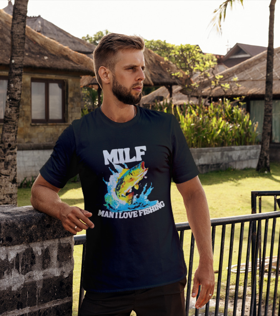 MILF Man I Love Fishing Peacock Bass Splashing Water T-Shirt