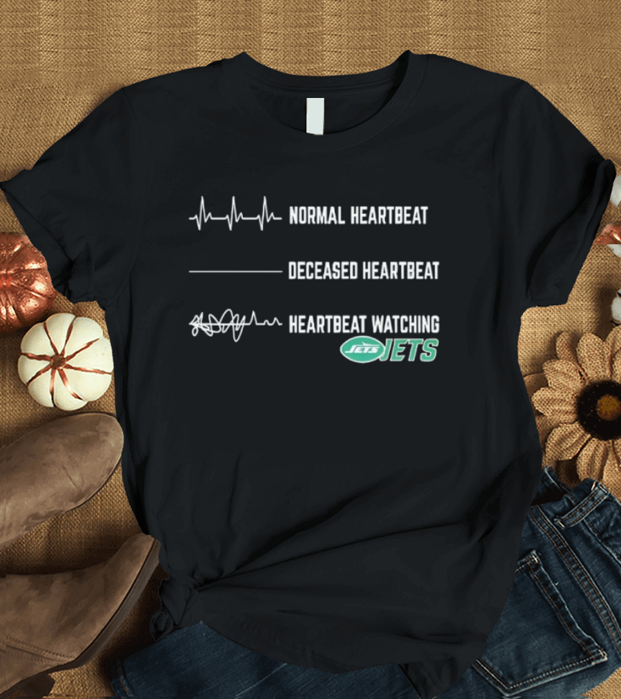 Normal Heartbeat Deceased Heartbeat Heartbeat Ing New York Jets T-Shirt