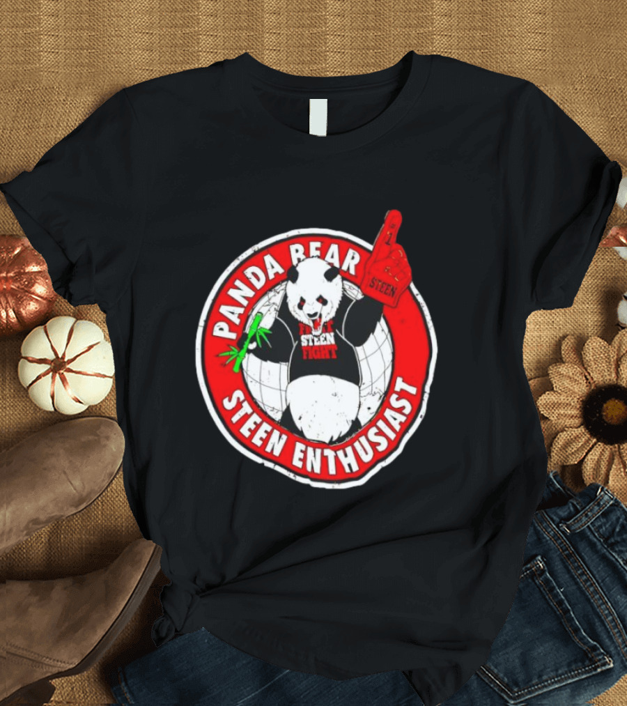 Panda Bear Steen Fight Enthusiast With Foam Finger And Bamboo T-Shirt