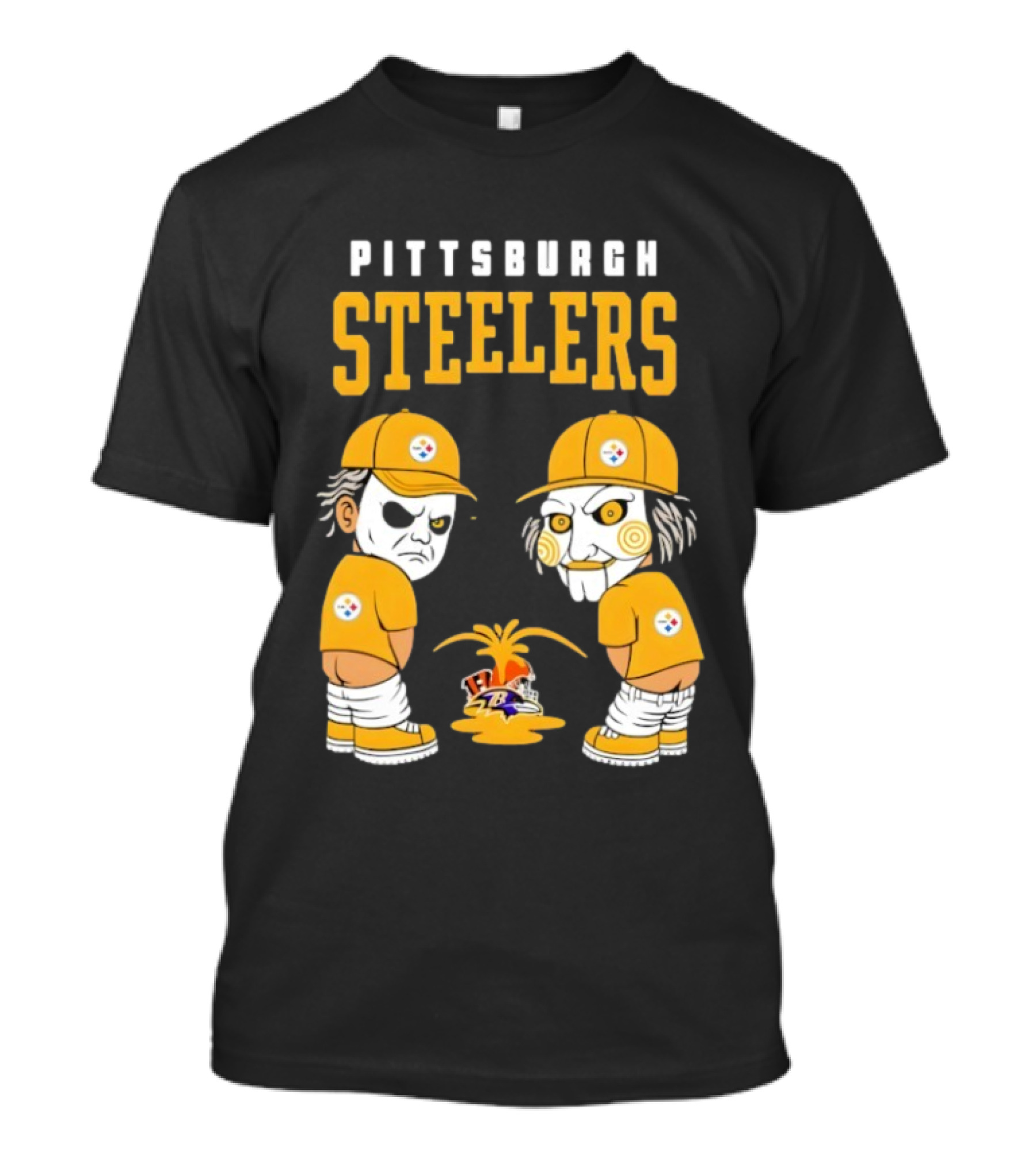 Pittsburgh Steelers Michael Myers Billy The Puppet Baltimore Ravens Vs Cleveland Browns Rivalry T-Shirt